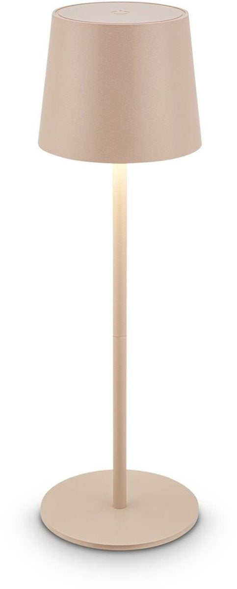 B.k.licht briloner bota - lampada da tavolo a LED ricaricabile - dimmerabile - wireless - altezza 33 cm - ip44 - per interni ed esterni - a batteria - beige