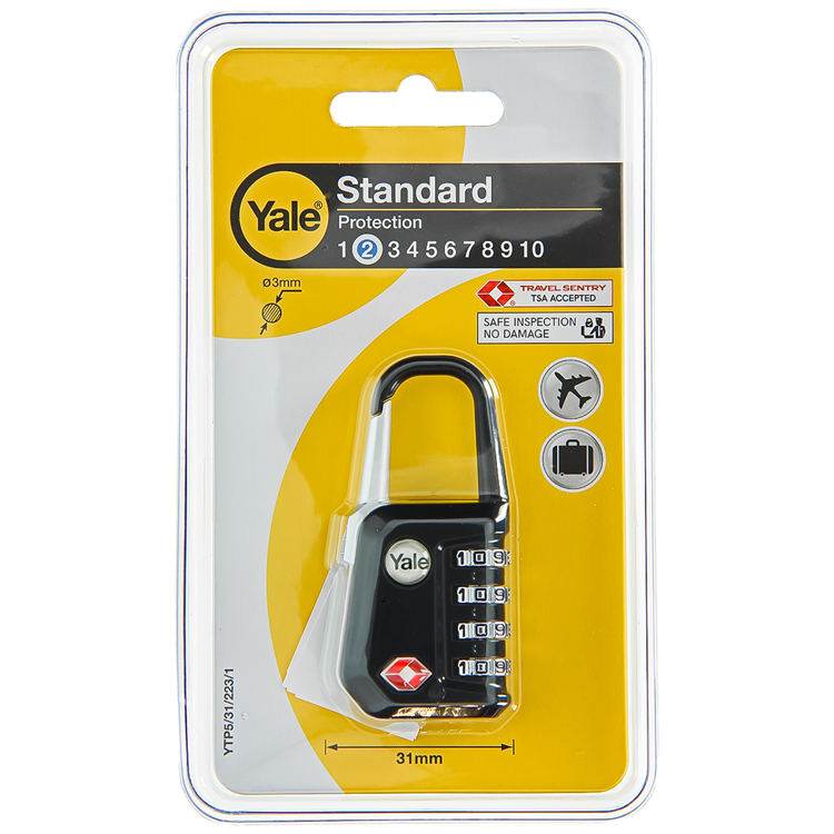 Yale 1060497 - lucchetto a codice tsa nero | 3 pezzi