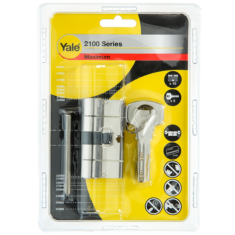 Yale 1060525 - cilindro profilato 2100 mv 60mm (30 30) | 2 pezzi