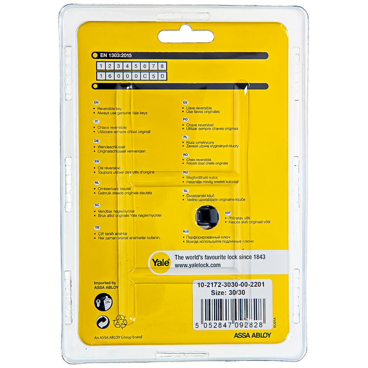 Yale 1060525 - cilindro profilato 2100 mv 60mm (30 30) | 2 pezzi