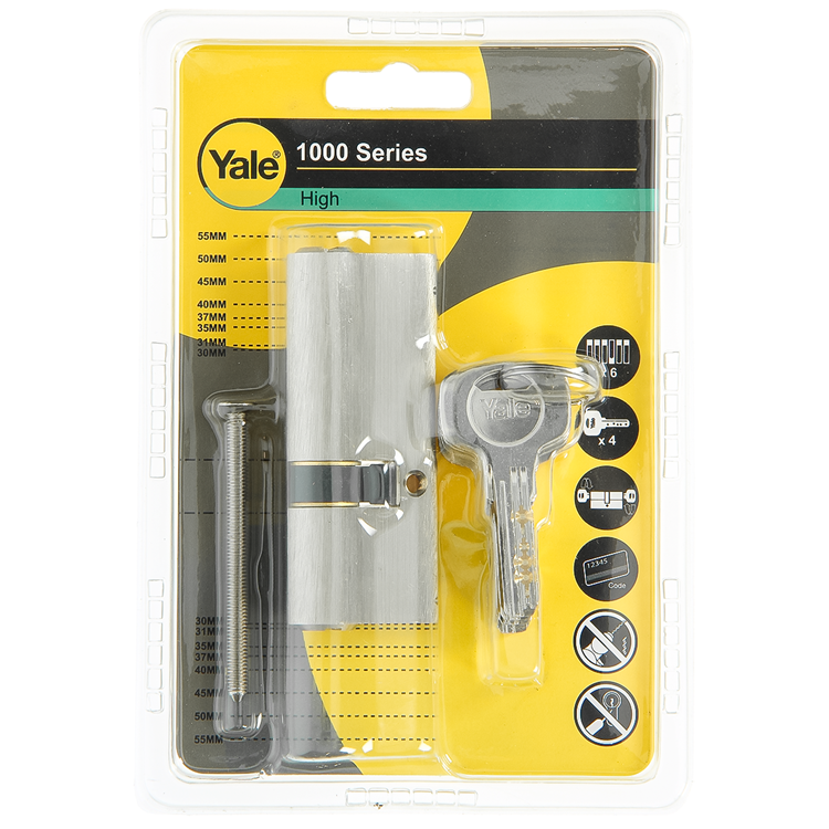 Yale 1060536 - cilindro profilato 1000 mv 80mm (30 50) | 2 pezzi
