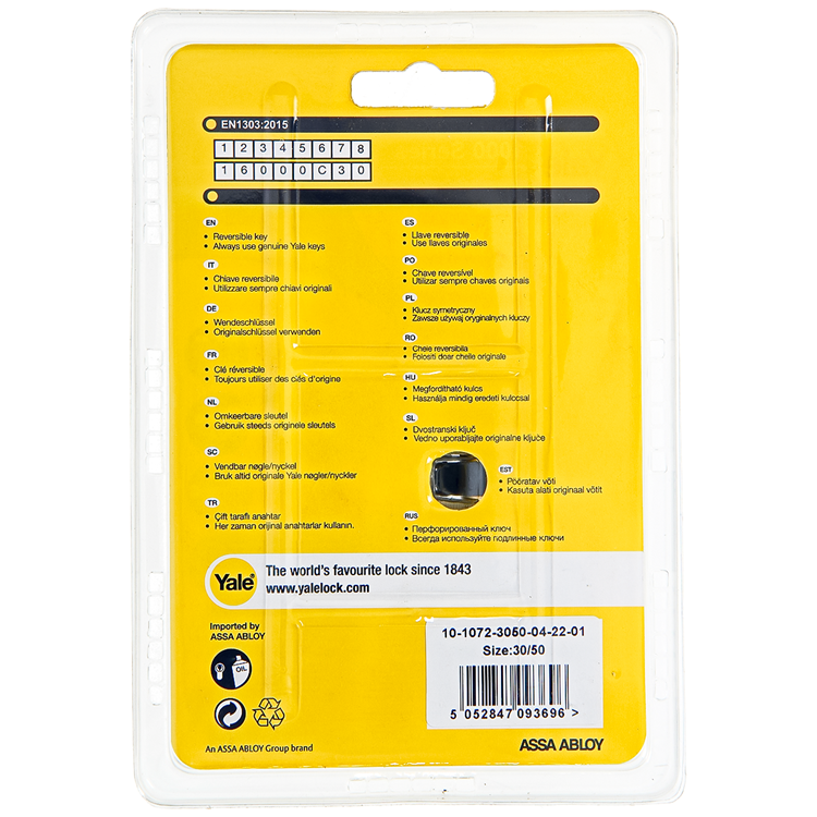 Yale 1060536 - cilindro profilato 1000 mv 80mm (30 50) | 2 pezzi