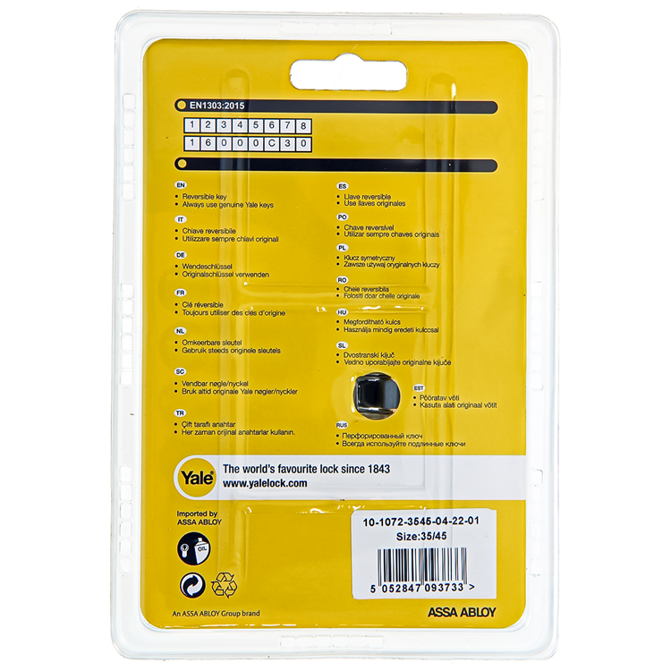 Yale 1060540 - cilindro profilato 1000 mv 80mm (35 45) | 2 pezzi