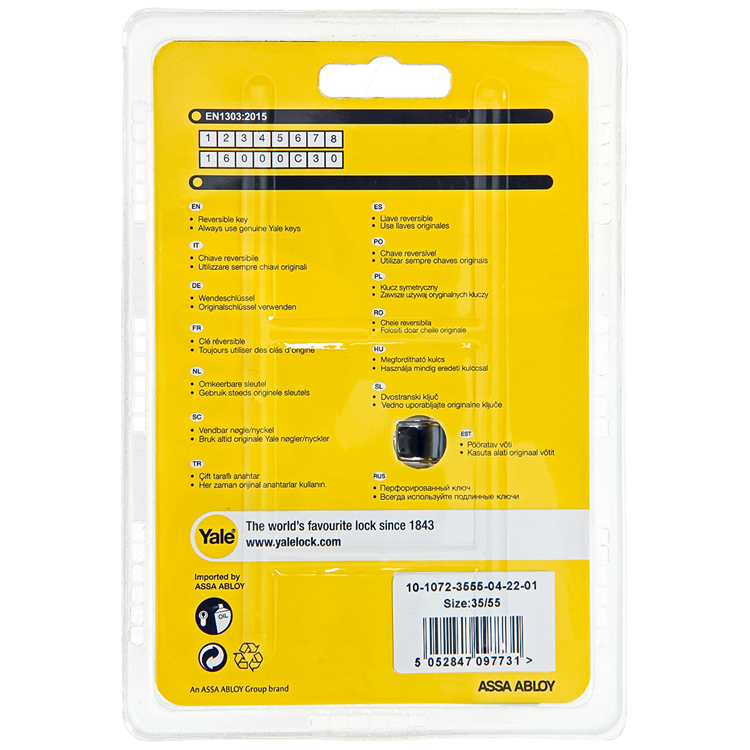Yale 1060541 - cilindro profilato 1000 mv 90mm (35 55) | 2 pezzi