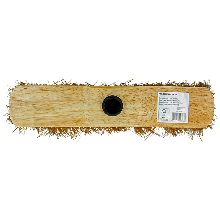Escoba coco barnizada con pivote 33cm