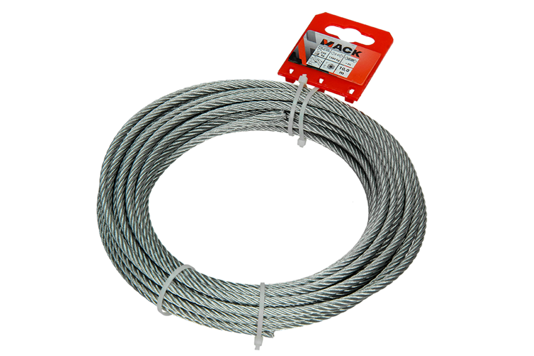 Mack 1015816 - cable de acero galvanizado 6x19 10m 5mm wll 250 kg din en 12385-4 | 5 piezas