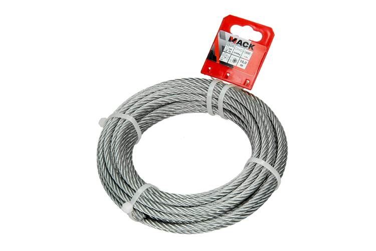 Mack 1015817 - cable de acero galvanizado 6x19 10m 6mm wll 350 kg din en 12385-4 | 5 piezas
