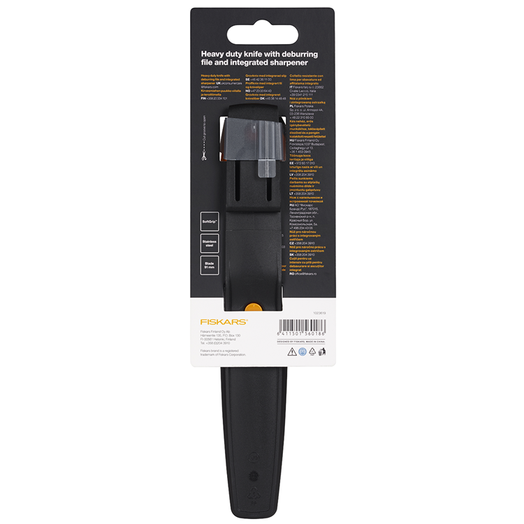 Fiskars heavy duty mes met slijper (groen)