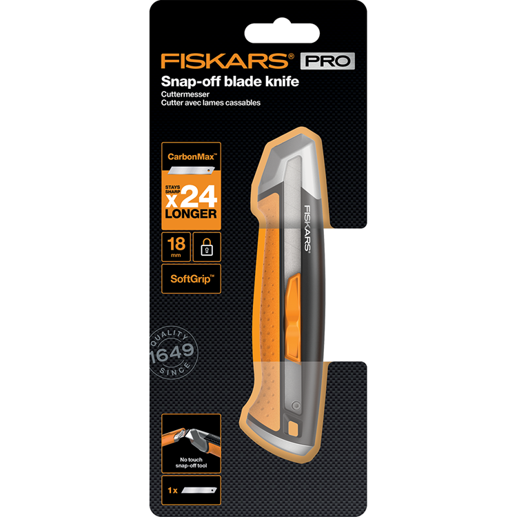 Coltello a scatto Fiskars carbonmax | 18 mm | 1027227 - 1027227