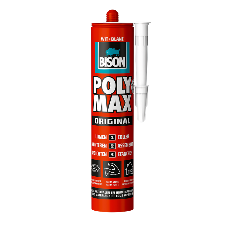Bison 1029804 - b.poly max® koker 425 g wit | 3 stuks