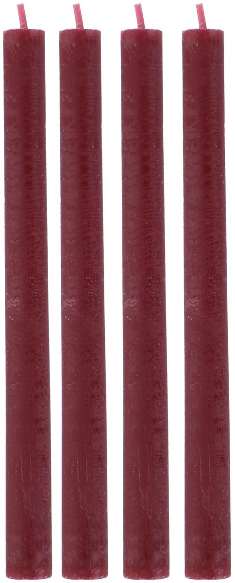Set di 4 candele da cena Arti Casa - Durata 7 ore - Candele da tavolo - Rosso