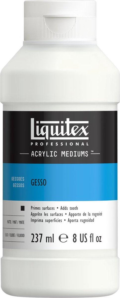 Liquitex 5308 professional gesso acryl 237 ml – titaniumwit, mat, primer, acrylgrond, hoogwaardige basis - witte gesso