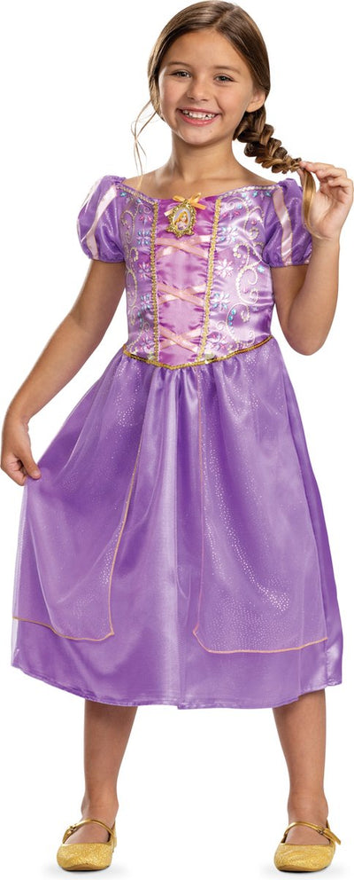 Disfraz princesa disney - enredados, vestido rapunzel clásico, talla s (5 - 6 años), niña