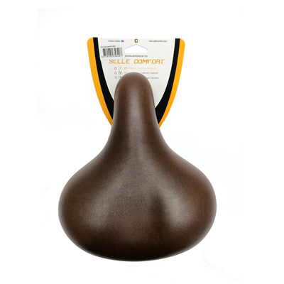 Selle Comfort Comfort Saddle Retro Basic, Brown con suspensión de elastómero. Sin una honda (paquete colgante)