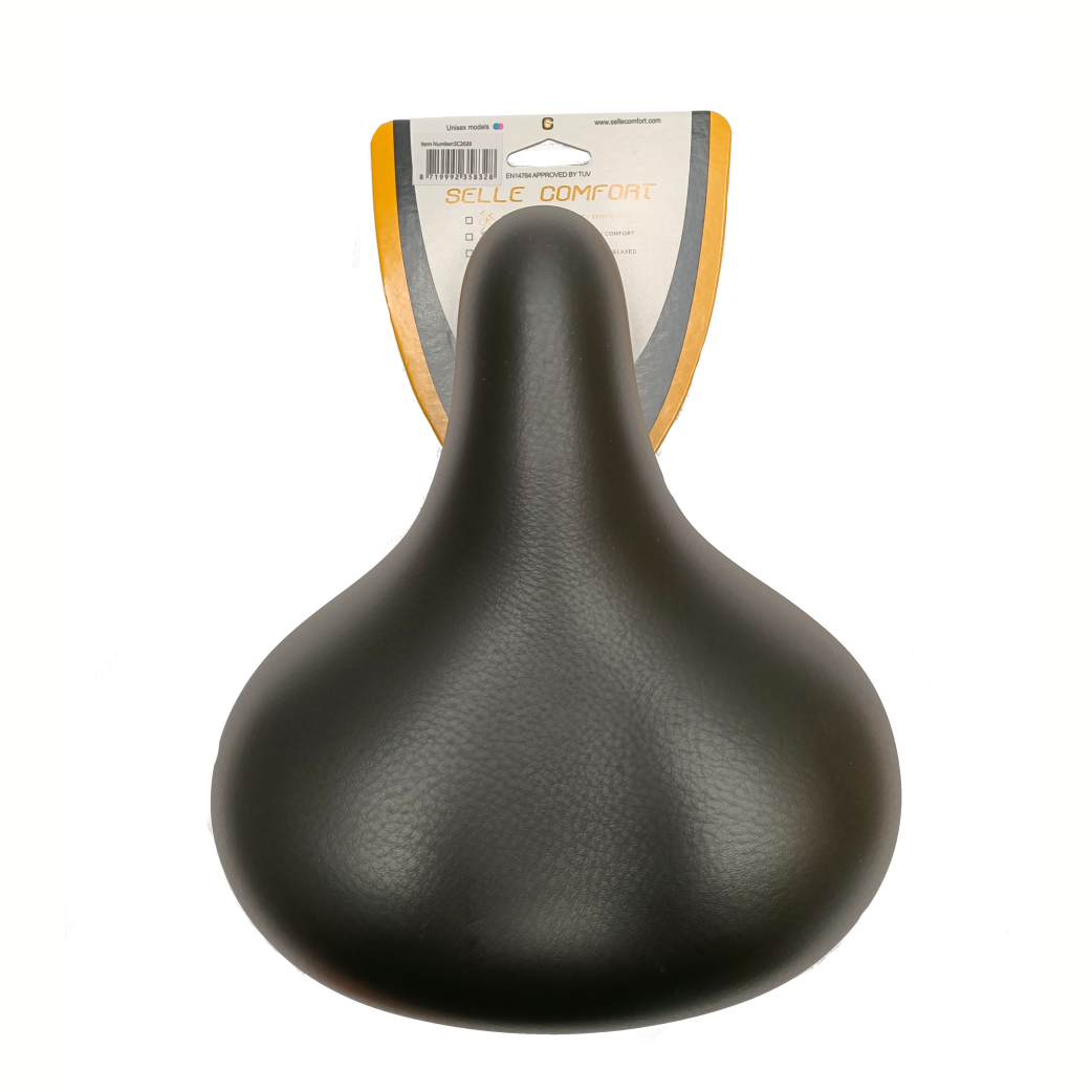 SELLE COMFOFFIT SELLA SELLA RETRO BASIC, nero con sospensione elastomer. Senza imbracatura (pacchetto sospeso)