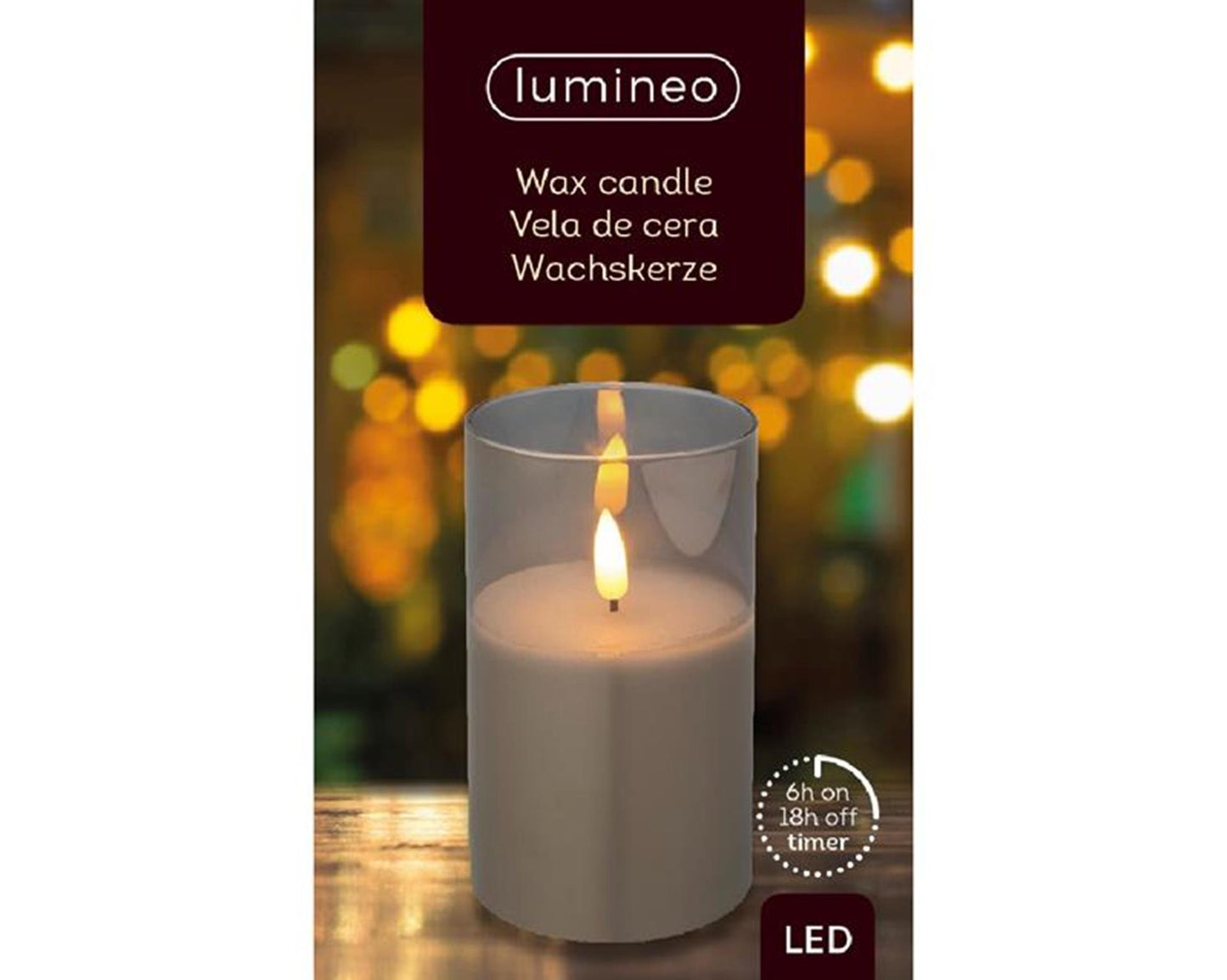 Candela Lumineo LED in vetro 12,5 cm