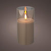 Lumineo kaars led in glas vlam effect 15cm grijs