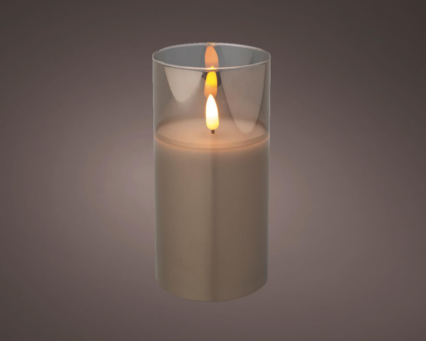Lumineo kaars led in glas vlam effect 15cm grijs