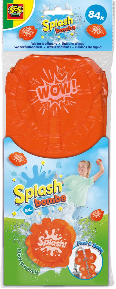 Ses creative – splash bombs – water balloons 84 pieces – fill quickly and simultaneously – without tying knots – alternative to water balloons