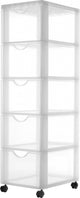 Cómoda Iris easygrip - 5 cajones x 15l - plástico - blanco transparente - con ruedas