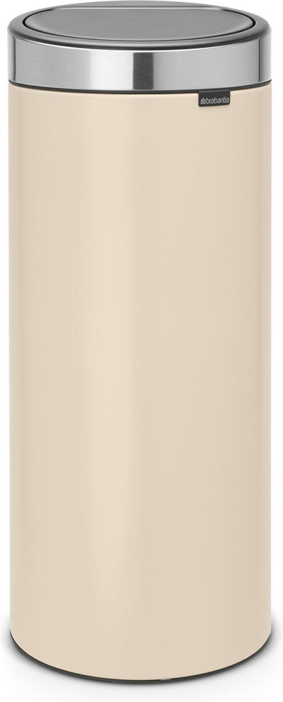 Pattumiera Brabantia touch bin - 30 litri - coperchio FPP in acciaio morbido beige opaco