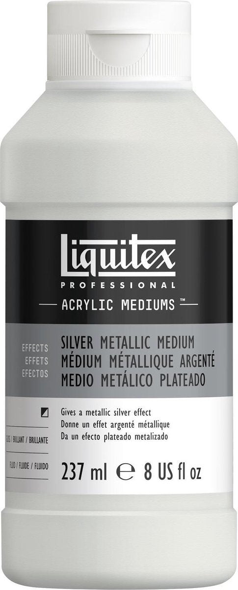 Liquitex metallizzato 8508 silver medium 237 ml – medium acrilico con effetto argento, miscelabile resistente alla luce - additivo acrilico