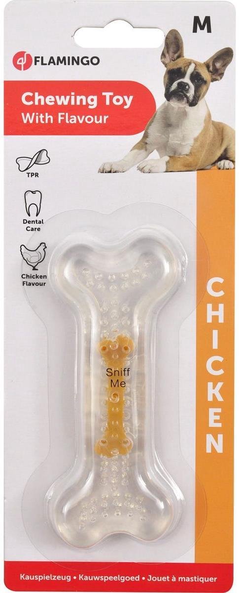 Flamingo hondenspeelgoed tpr been met kipsmaak - multi - 12 cm