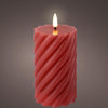 Lumineo led kaars vlam swirl donkerroze 15cm