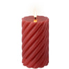 Lumineo led kaars vlam swirl donkerroze 15cm