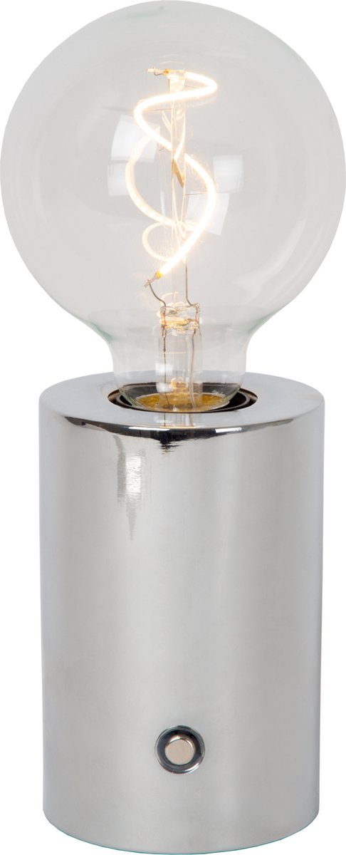 Lucide vivo - lámpara de mesa recargable - batería - ø 8 cm - LED regulable - E27 - 1x1W 2700K - cromo