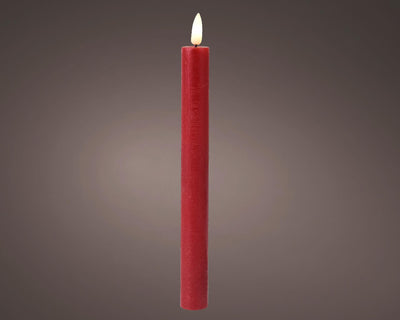 Juego de velas Lumineo llama LED 24cm rojo 2 piezas