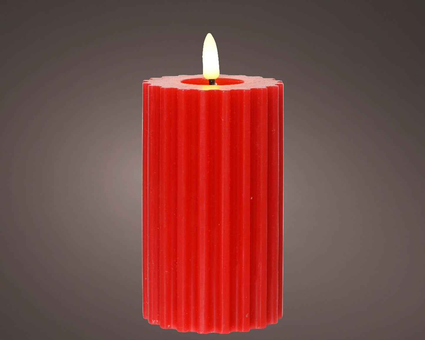 Vela Lumineo LED llama acanalada 15cm rojo