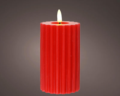Vela Lumineo LED llama acanalada 15cm rojo