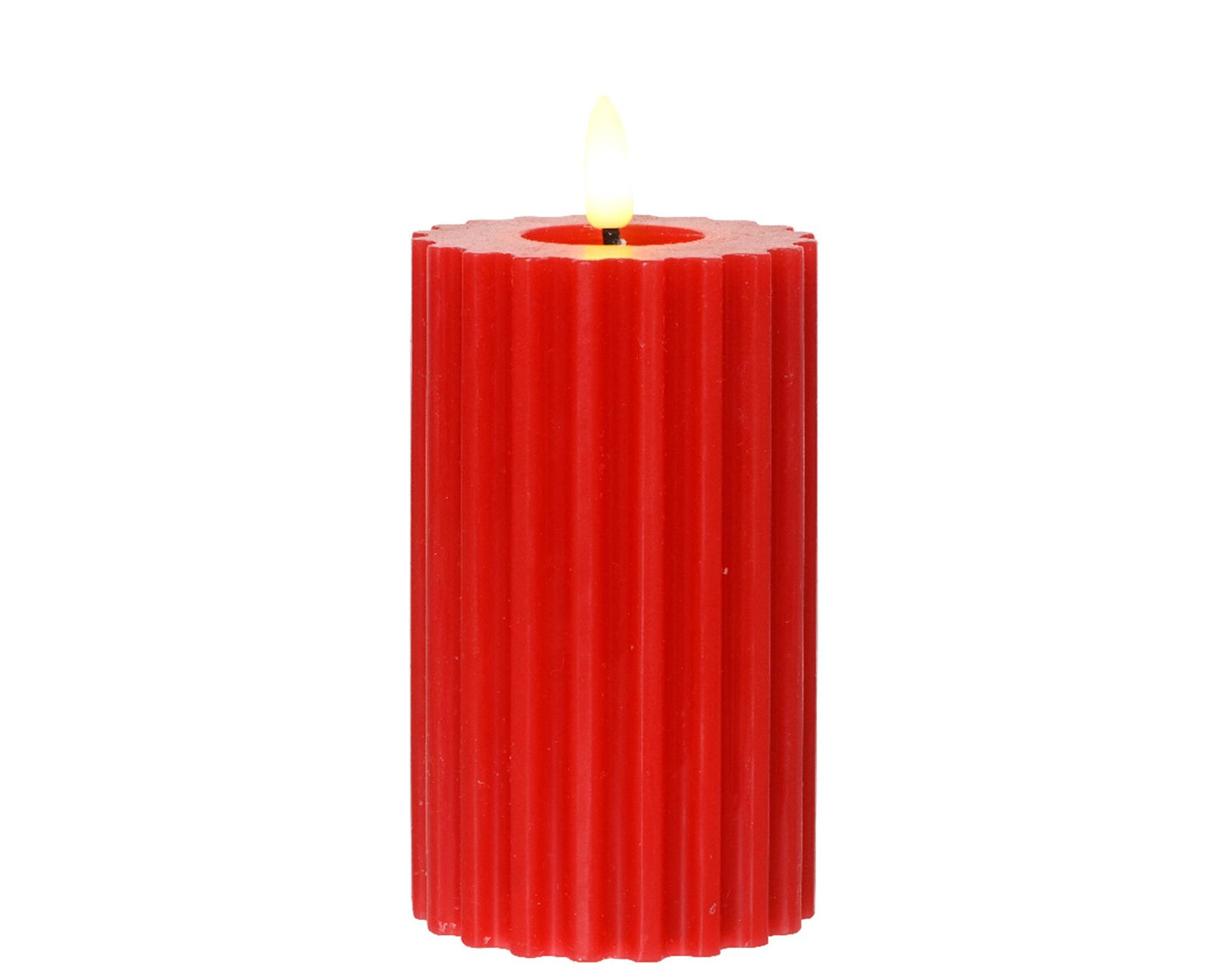 Vela Lumineo LED llama acanalada 15cm rojo
