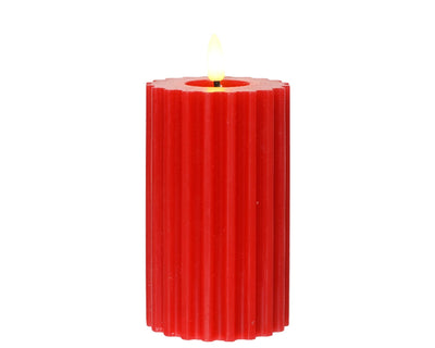 Vela Lumineo LED llama acanalada 15cm rojo