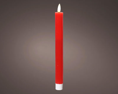 Vela de cena Lumineo LED acanalada 24cm roja 2 uds.
