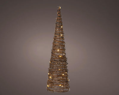 Cono luminoso LED in rattan h60cm