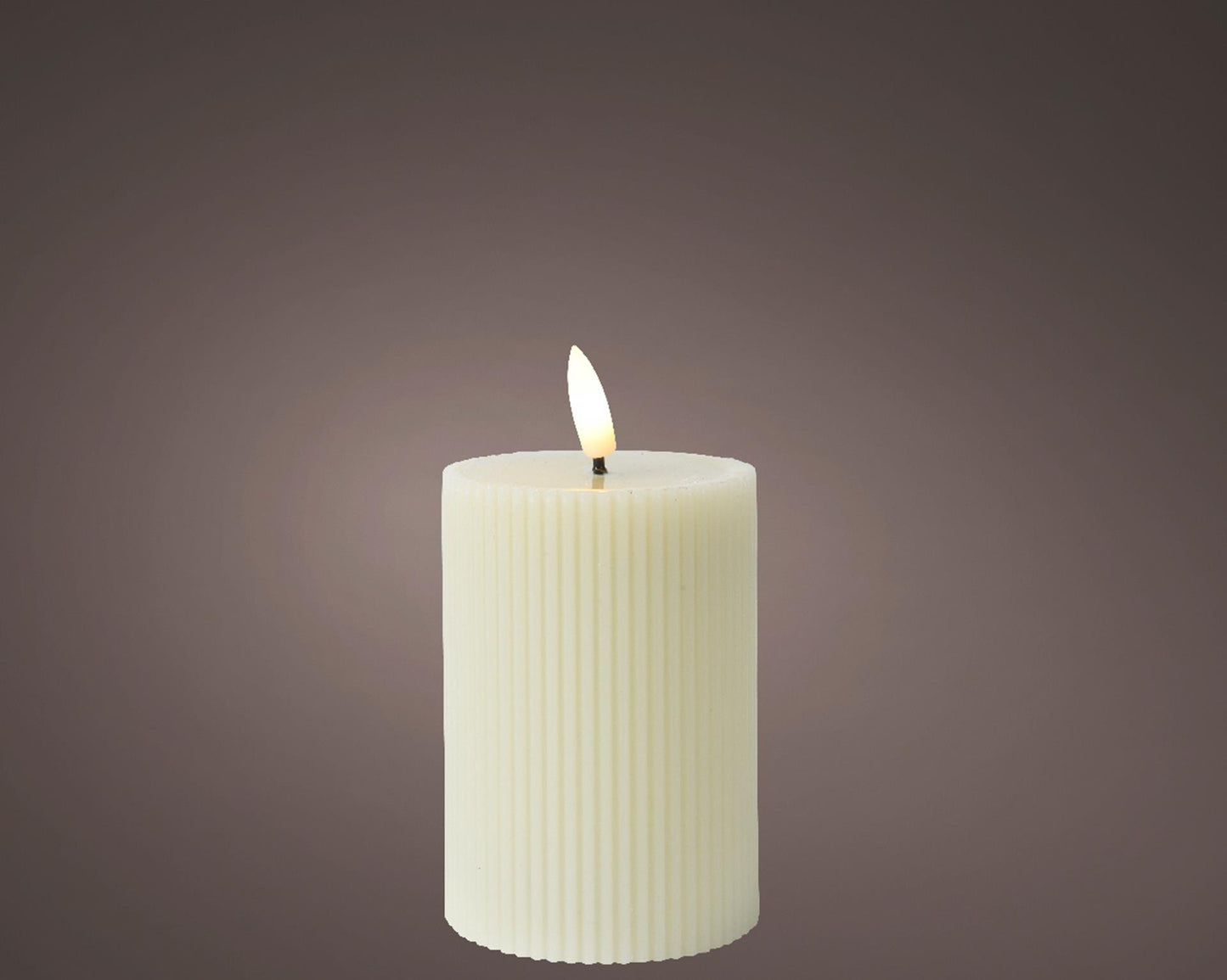 Vela Lumineo led llama acanalada h13cm crema