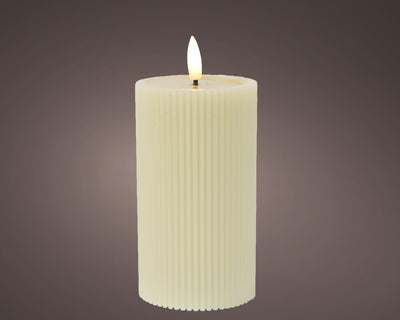 Vela Lumineo LED llama acanalada 15,5cm crema
