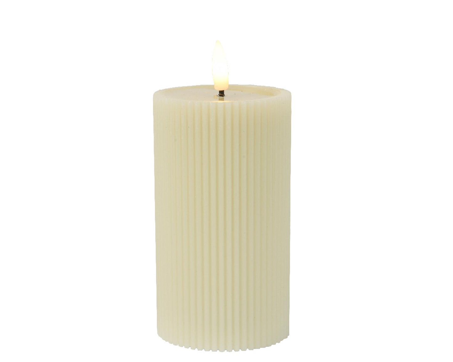 Vela Lumineo LED llama acanalada 15,5cm crema