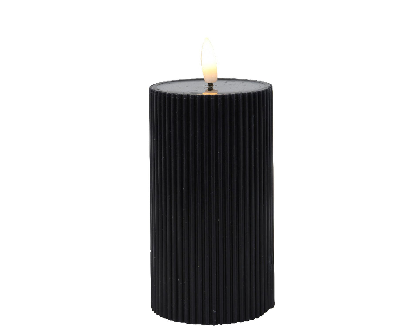 Vela Lumineo LED llama acanalada 15cm negro