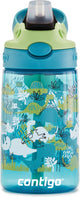 Contigo easy clean autospout kinderdrinkfles met rietje, bpa-vrije stevige waterfles, 100% lekvrij, eenvoudige reiniging, ideaal voor kinderdagverblijf, kleuterschool, school en sport, 420 ml | dino boy