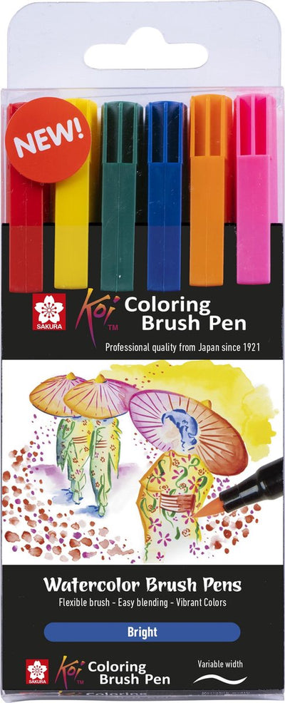 Sakura koi para colorear pincel juego de lápiz brillante, 6 colores