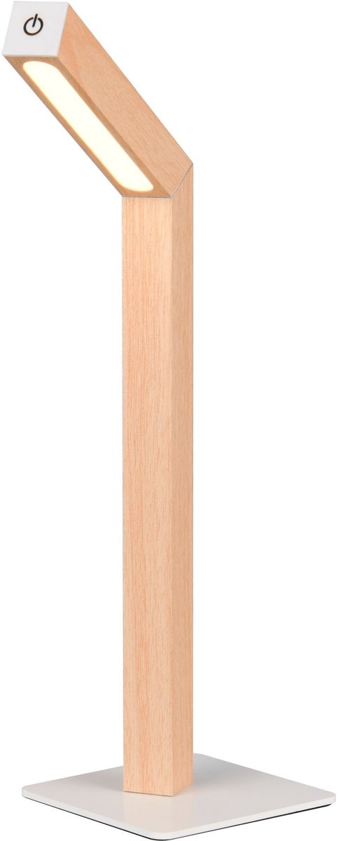 Rl live your light reality skip - lámpara de mesa - elemento de madera - incl. 1x SMD 2 W - encendido apagado táctil - atenuador con sensor - conexión USB - recargable - inalámbrico