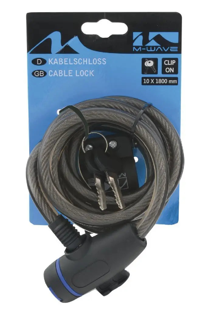Lucchetto con cavo a spirale M-wave 10x1800mm nero