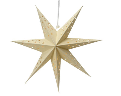 Lumineo estrella LED cartón 40cm con temporizador crema