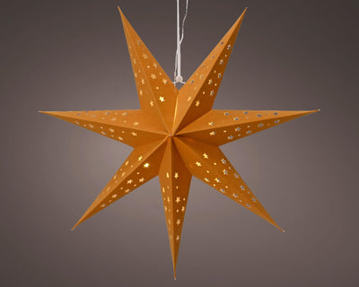Lumineo estrella LED cartón 40cm con temporizador ámbar