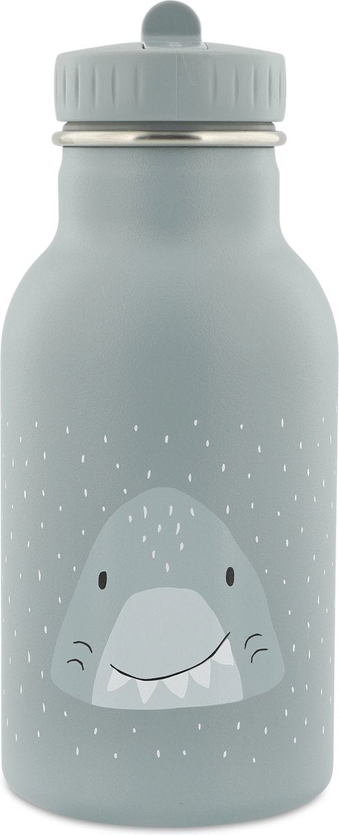 Botella termo Trixie - mr. tiburón - botella de agua de acero inoxidable para niños - botella a prueba de fugas - 350 ml - azul