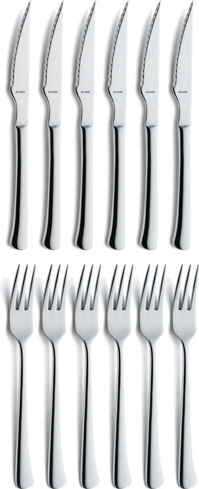 Amefa chuletero - steakset - 12 delige set voor 6 personen - rvs - zilver - vaatwasserbestendig