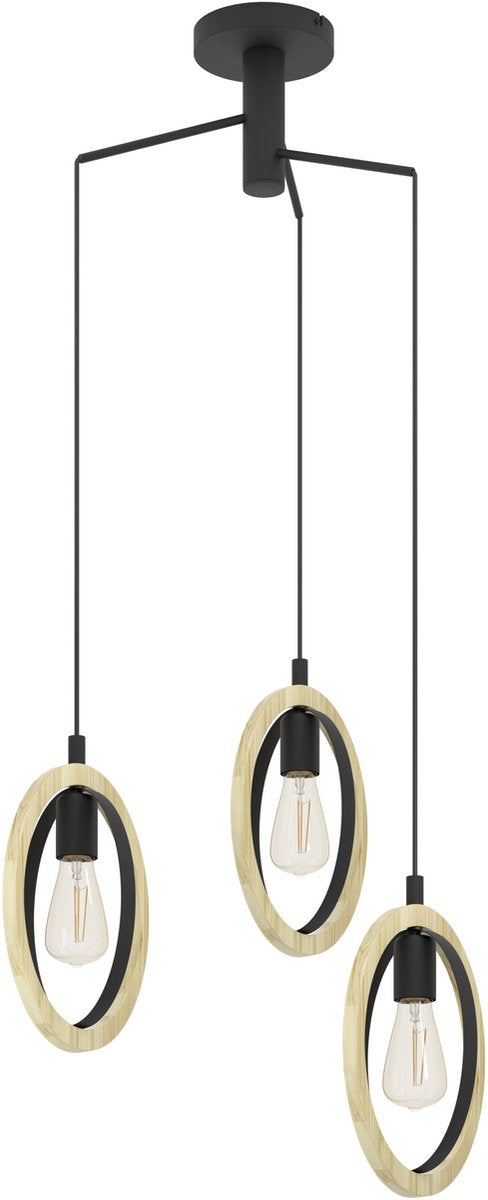 Lampada a sospensione Eglo Basildon - e27 - ø 61,5 cm - marrone nero